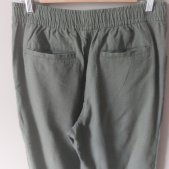 Old Navy olive green linen blend pants With Elastic Waist Medium M - Picture 7 of 15